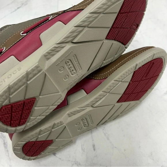 CROCS Men’s Beach Line Boat Chukka Boot Brown & Red Lightweight 10 - Picture 6 of 9